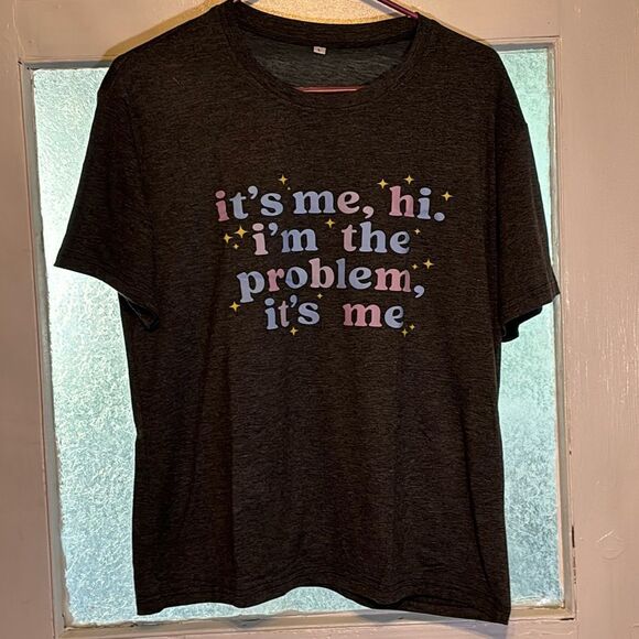 Women’s Dark Gray Short Sleeve Tshirt It’s Me Hi, I’m the problem it’s me size L - Picture 1 of 4